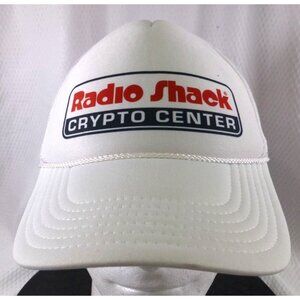 Rare Radio Shack Crypto Center White Mesh‎ Trucker Hat Vintage Promo Cap